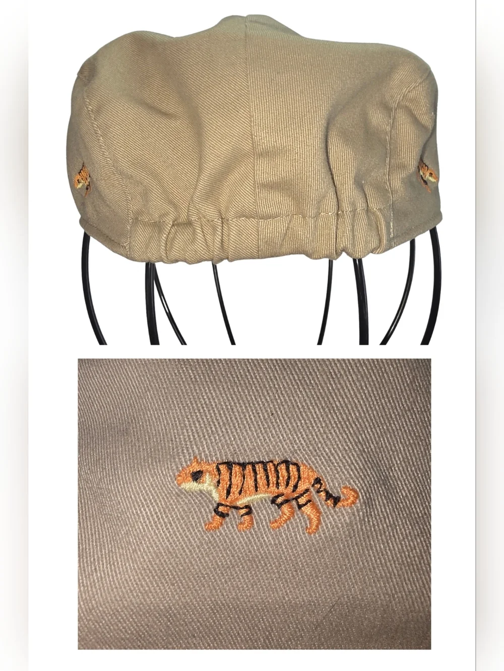Janie & Jack Beige Embroidered Tiger Newsboy Cap 3512-AJ